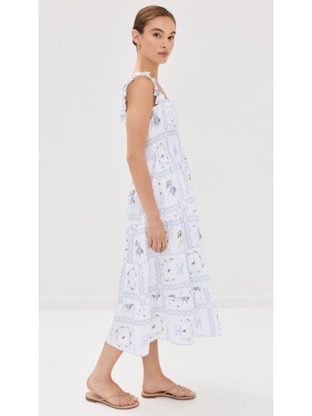 NWT Hill House Ellie Nap in Small Scale Floral Patchwork Smocked Midi Dress S - Picture 2 of 10